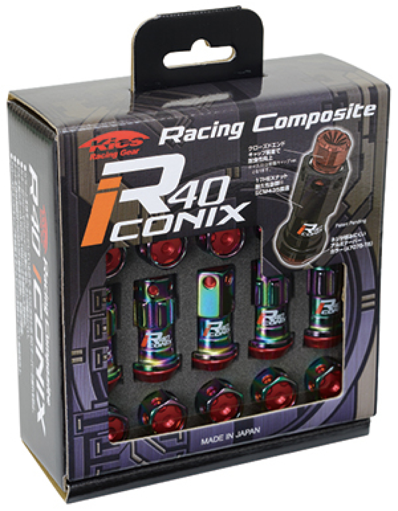 Project Kics 12x1.25 R40 Iconix Lug Nuts - Neo Chrome w/Black Aluminum Cap (20 Pcs) - WRIA03NK