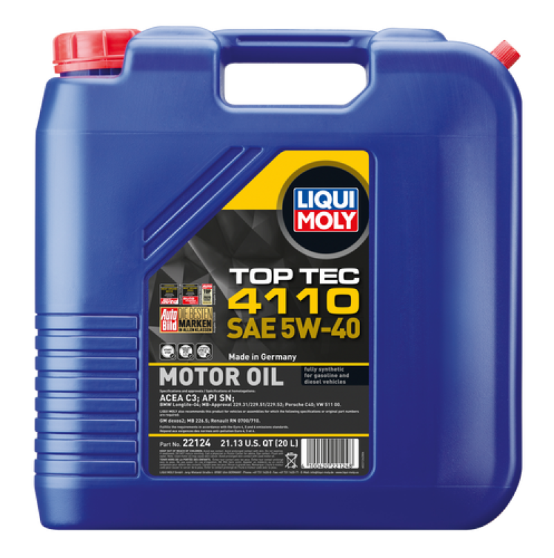 LIQUI MOLY 20L Top Tec 4110 Motor Oil SAE 5W40 - 22124