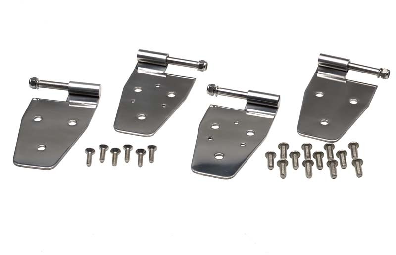 Kentrol 97-06 Jeep Wrangler TJ Door Hinge Set 4 Pieces - Polished Silver - 30525