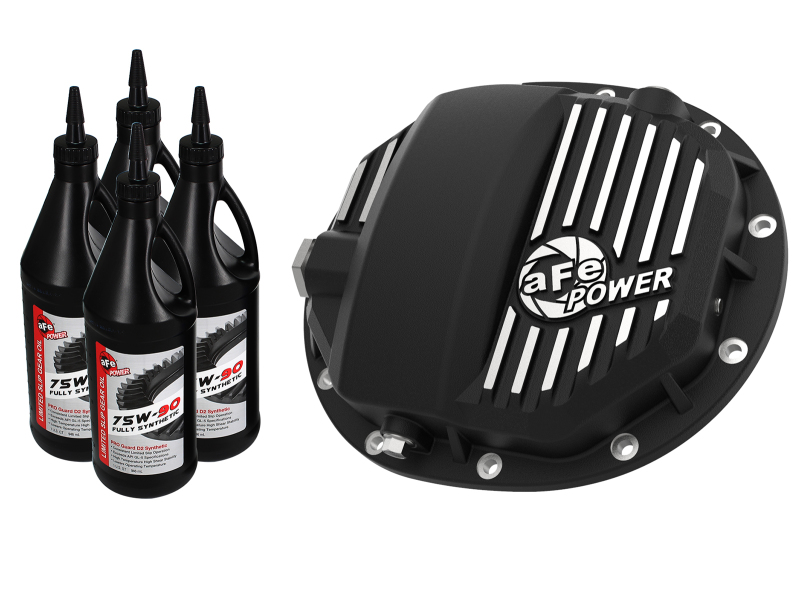 aFe Pro Series AAM 9.5/9.76 Rear Diff Cover Black w/Mach Fins & Oil 14-19 GM Silverado/Sierra 1500 - 46-71121B