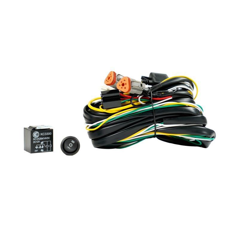 KC HiLiTES Wiring Harness FLEX ERA w/40 AMP Relay & 3 Position LED Rocker Switch (3-Pin Deutsch Con) - 6311