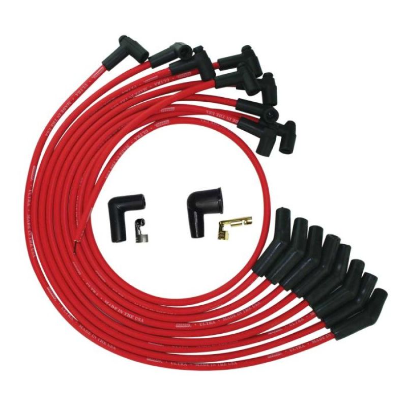 Moroso SB Ford 260/289/302 135 Deg Plug Boots HEI Ultra Spark Plug Wire Set - Red - 52070