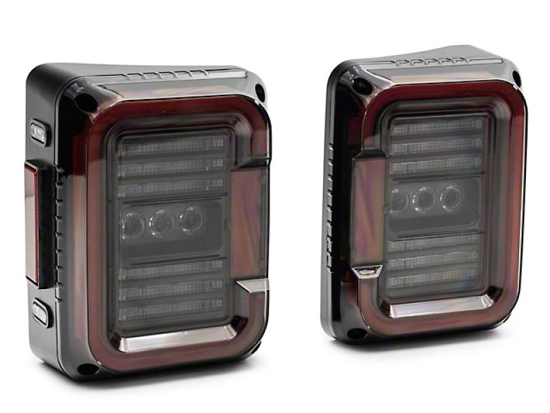 Raxiom 07-18 Jeep Wrangler JK Axial Series LED Halo Tail Lights- Black Housing (Dark Smoked Lens) - J138358