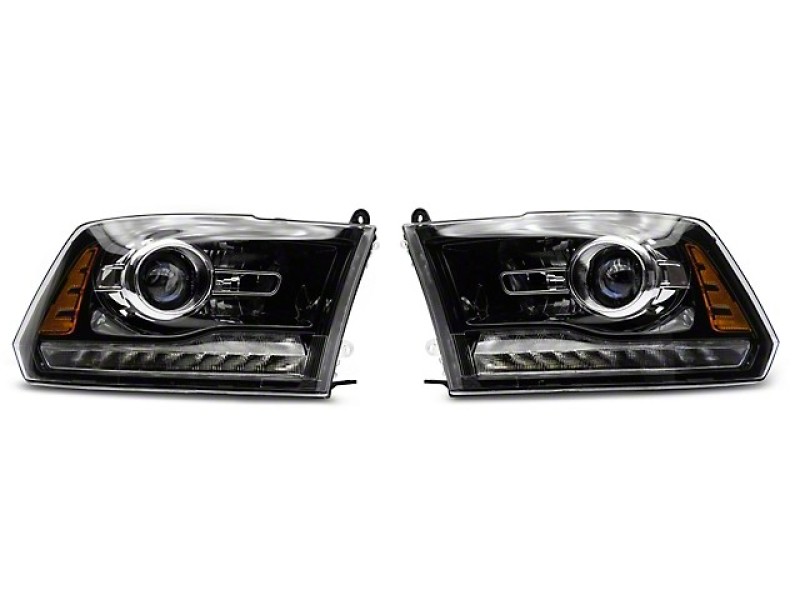 Raxiom 09-18 Dodge RAM 1500 LED Halo Headlights w/Switchback Turn Signals- Blk Housing (Clear Lens) - R111518