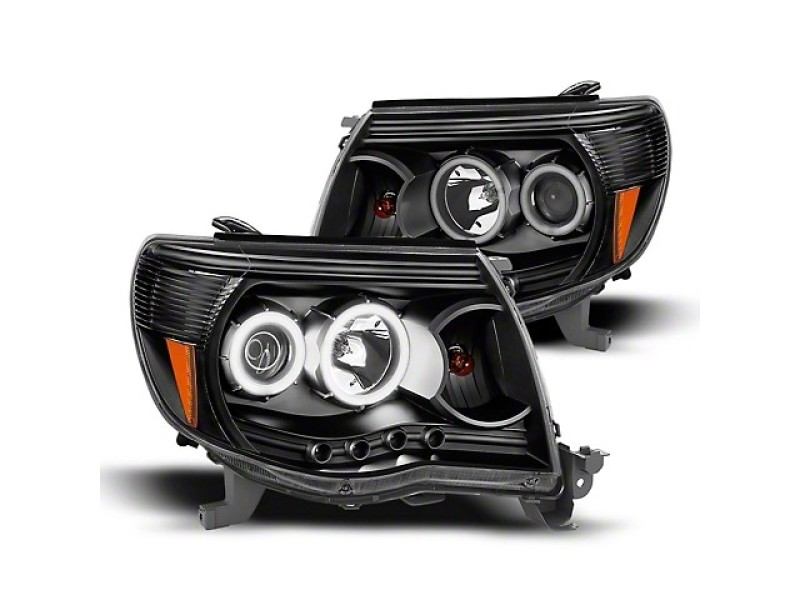 Raxiom 05-09 Tacoma Super White LED Halo Projector Headlights- Black Housing (Clear Lens) - TT5928