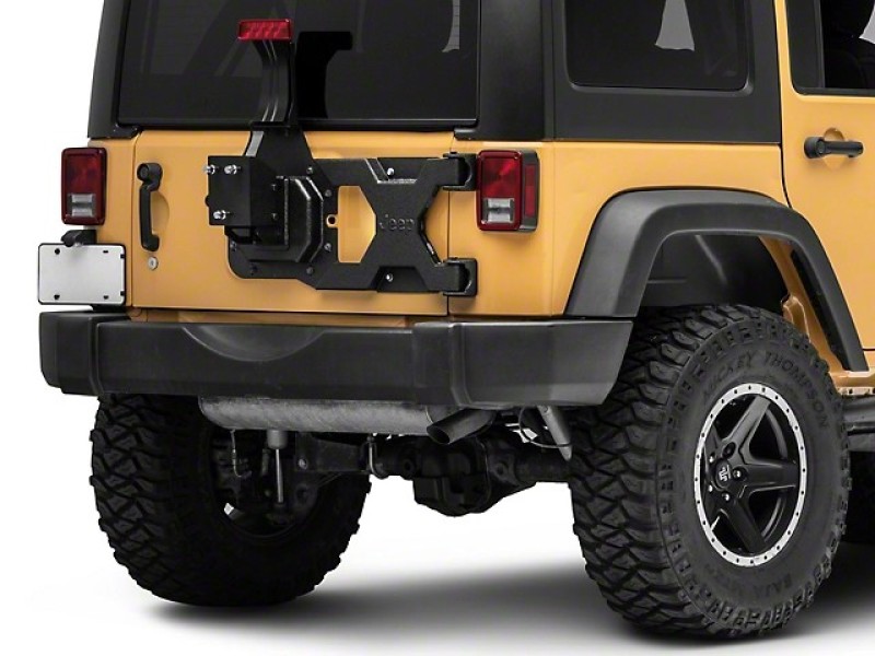 Officially Licensed Jeep 07-18 Jeep Wrangler JK HD Tire Carrier w/ Mount and Jeep Logo - oljJ157736