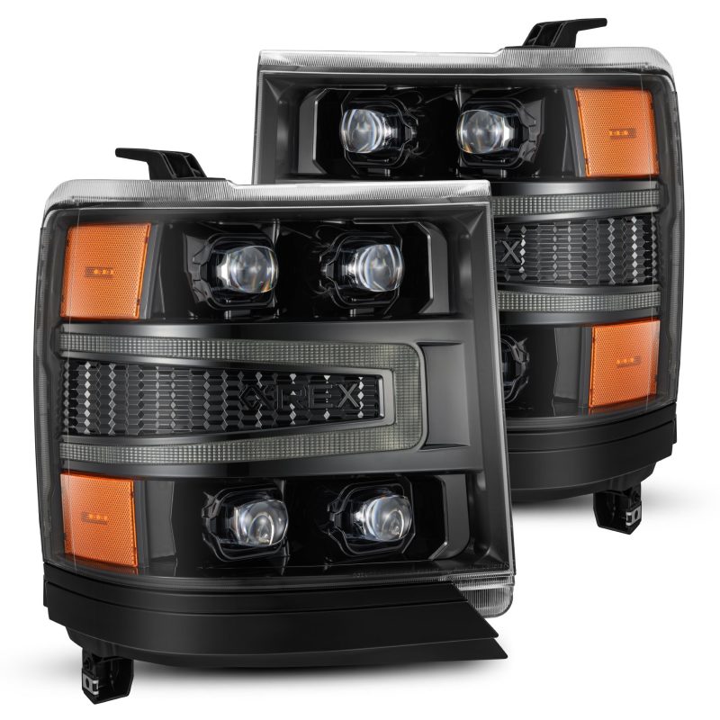 AlphaRex 16-18 Chevy 1500HD NOVA-Series LED Proj Headlghts Alpha BK Atv Lgt/SeqSig & DRL(Req 810023) - 880236