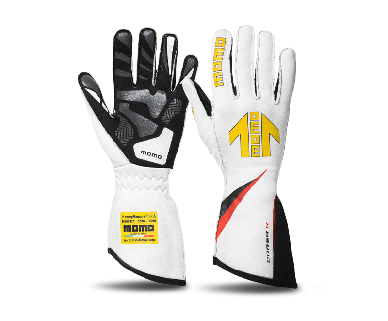 Momo Corsa R Gloves Size 11 (FIA 8856-2000)-White - GUCORSAWHT11