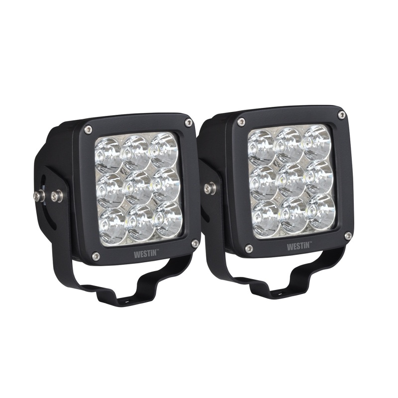 Westin Axis LED Auxiliary Light 4.5 inch x 4.5 inch Square Spot w/3W Osram (Set of 2) - Black - 09-12219A-PR