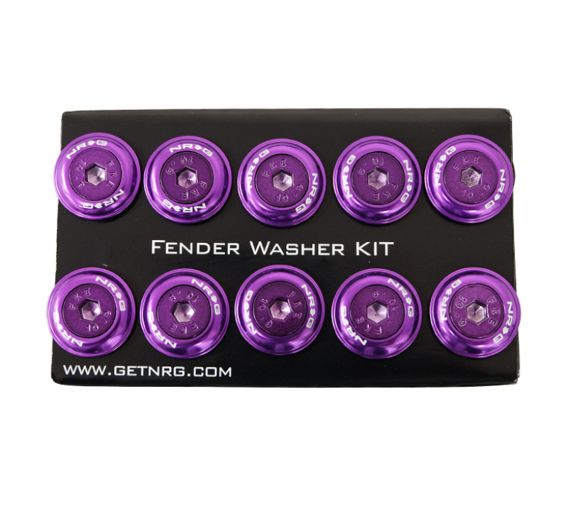 NRG Fender Washer Kit w/Color Matched M6 Bolt Rivets For Plastic (Purple) - Set of 10 - FW-150PP