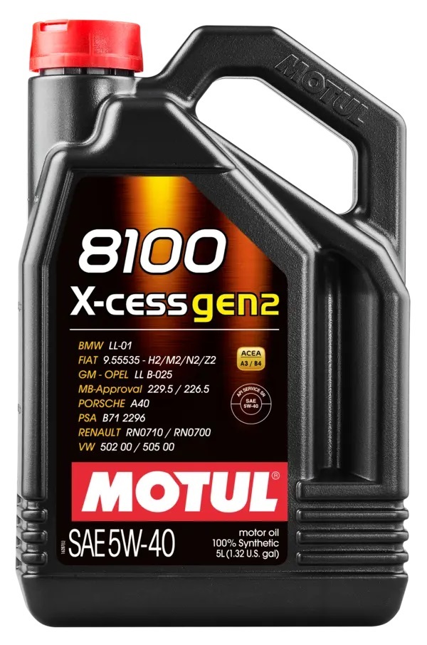 Motul 5L Synthetic Engine Oil 8100 5W-40 X-CESS Gen 2 - Case of 4 - 110905