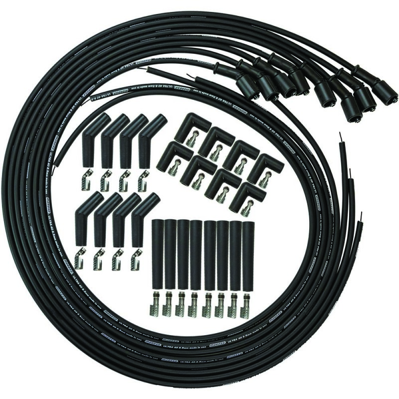 Moroso GM LS/LT 8.5mm Ultra 40 Universal Wire Set - Black w/90/135/Straight Plug Ends - 73749
