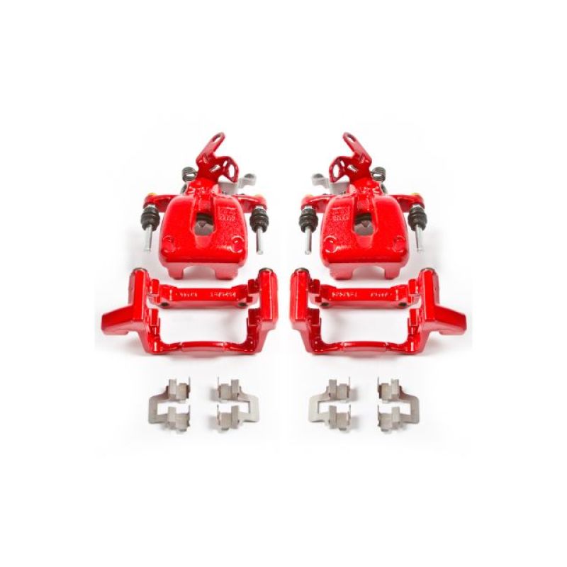 Power Stop 08-09 Audi A3 Rear Red Calipers w/Brackets - Pair - S2976