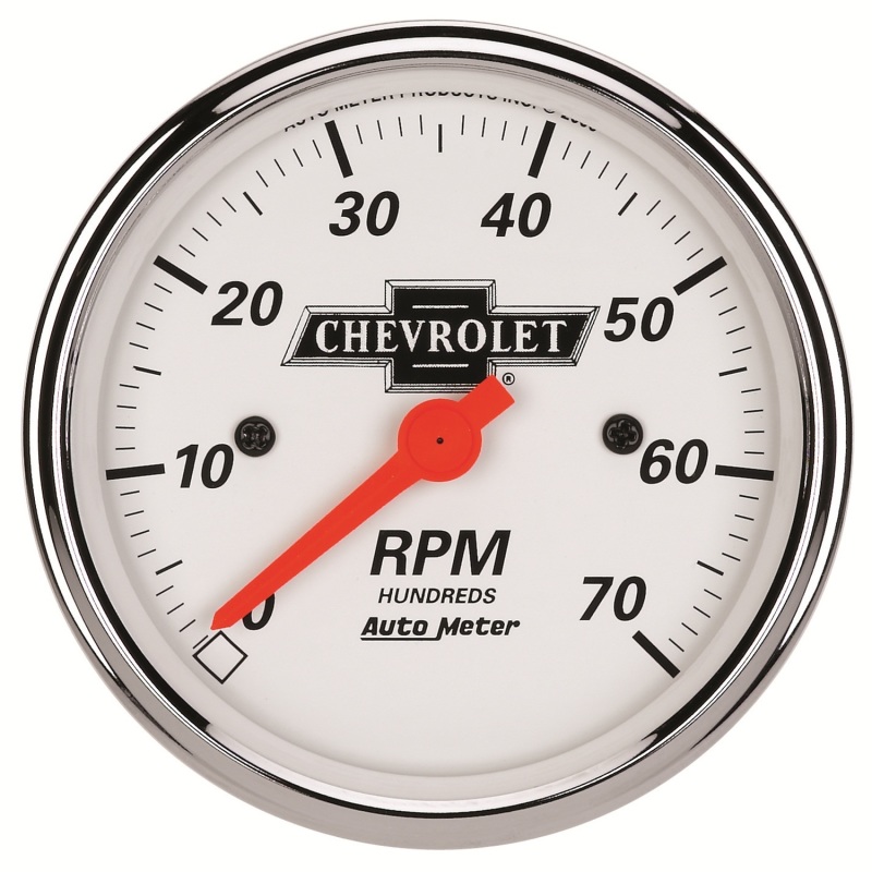 GAUGE; TACHOMETER; 3 1/8in.; 7K RPM; IN-DASH; CHEVROLET HERITAGE BOWTIE - 1398-00408