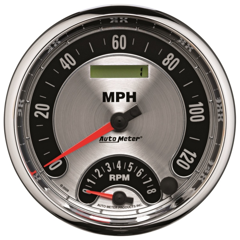 GAUGE; TACH/SPEEDO; 5in.; 160MPH/8K RPM; ELEC. PROGRAM.; AMER. MUSCLE - 1295