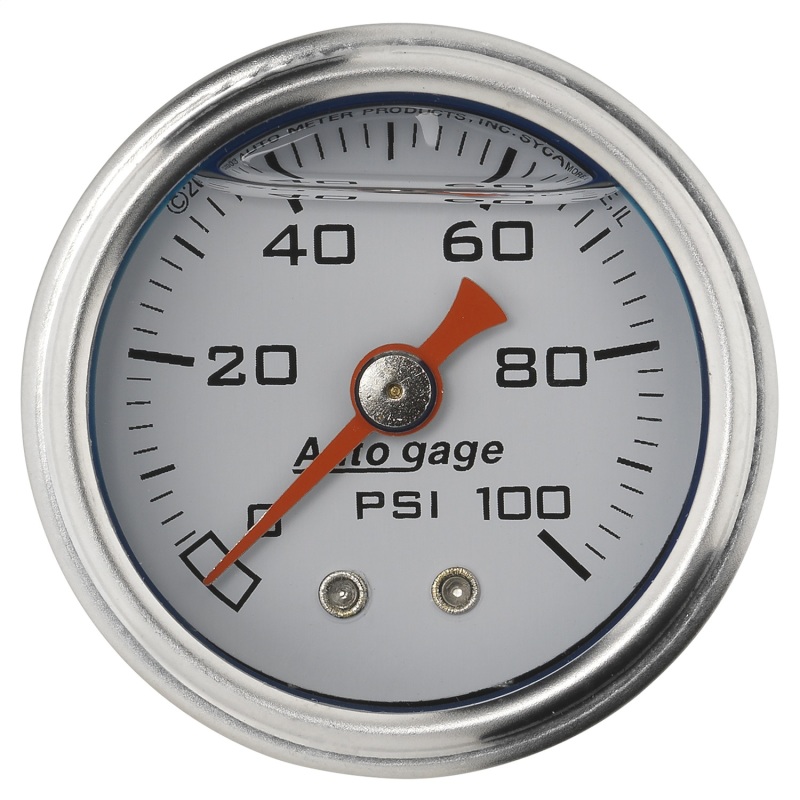 GAUGE, PRESS, 1.5" DIRECT MNT, 100PSI, LIQUID FILLED MECH, WHT, 1/8" NPTF MALE - 2177