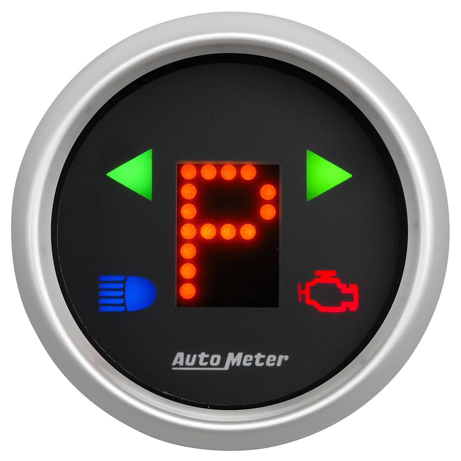 AutoMeter Gauge Gear Pos 2-1/16in. Incl Indicators Black Dial Red Led Silver Bezel - 3359