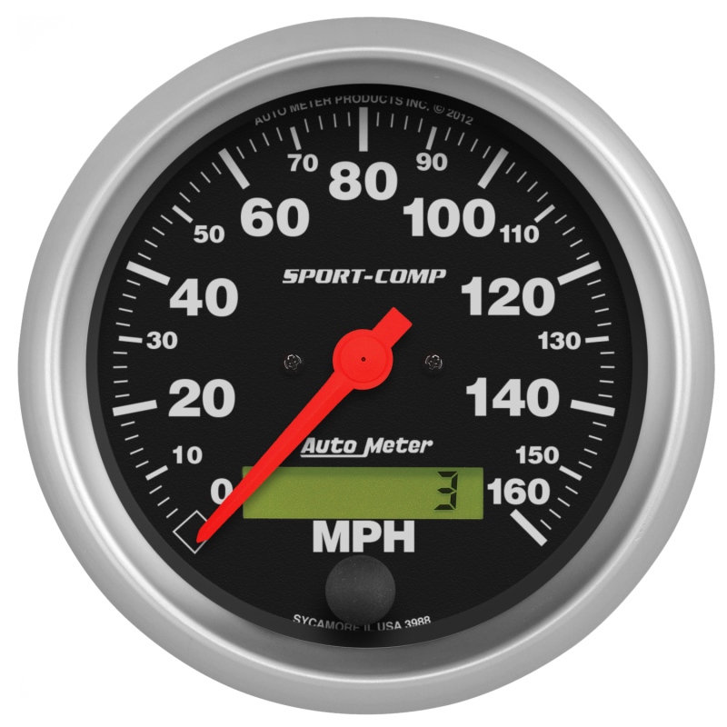 Autometer Sport-Comp 3-3/8 inch 160 MPH Electronic Speedometer Gauge - 3988
