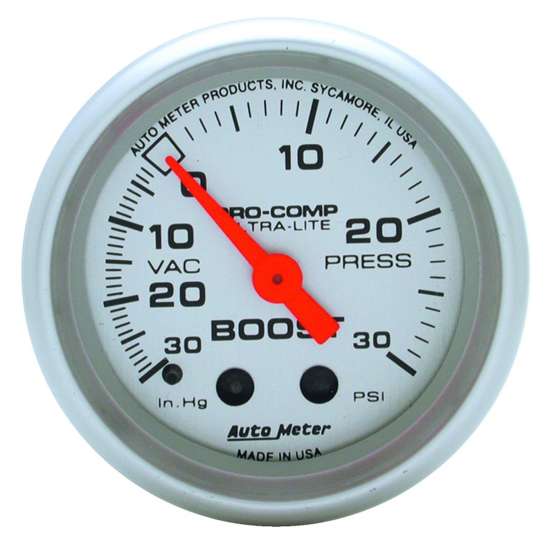 GAUGE; VAC/BOOST; 2 1/16in.; 30INHG-30PSI; MECHANICAL; ULTRA-LITE - 4303