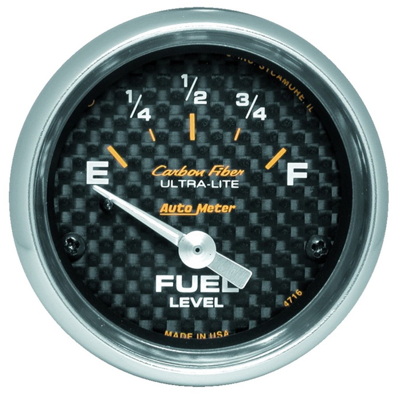 Autometer Carbon Fiber 52mm 240 Empty-33 Full Electronic Fuel Level Gauge - 4716