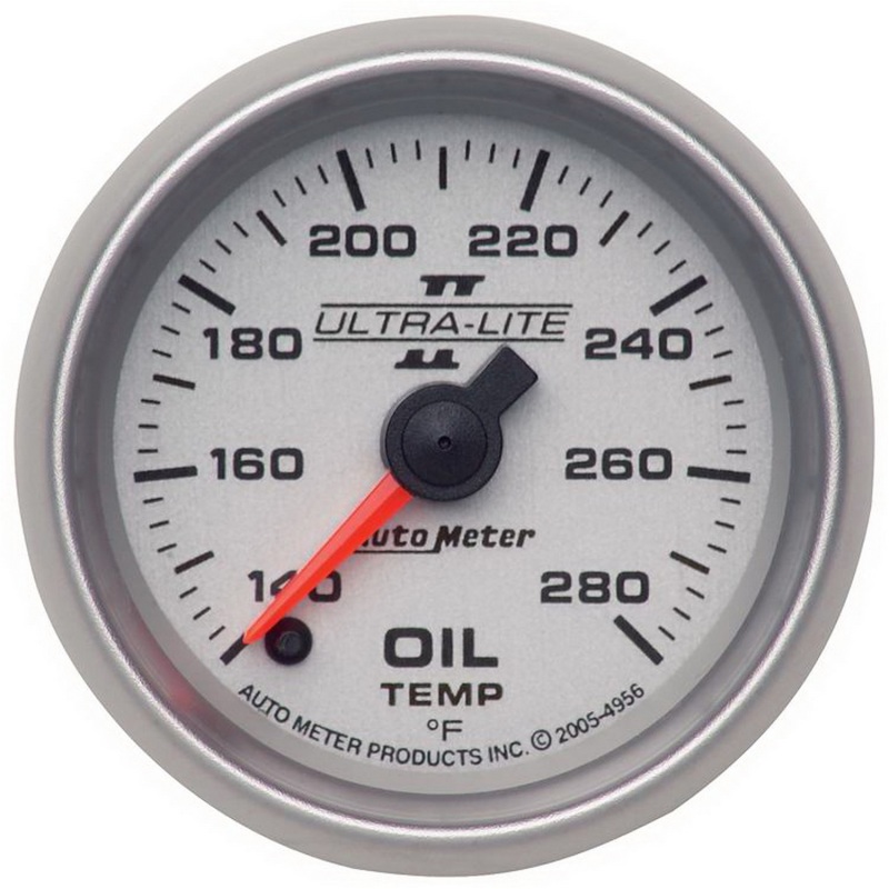 Autometer Ultra-Lite II 52mm 140-280 Deg F Full Sweep Electric Oil Temperature Gauge - 4956