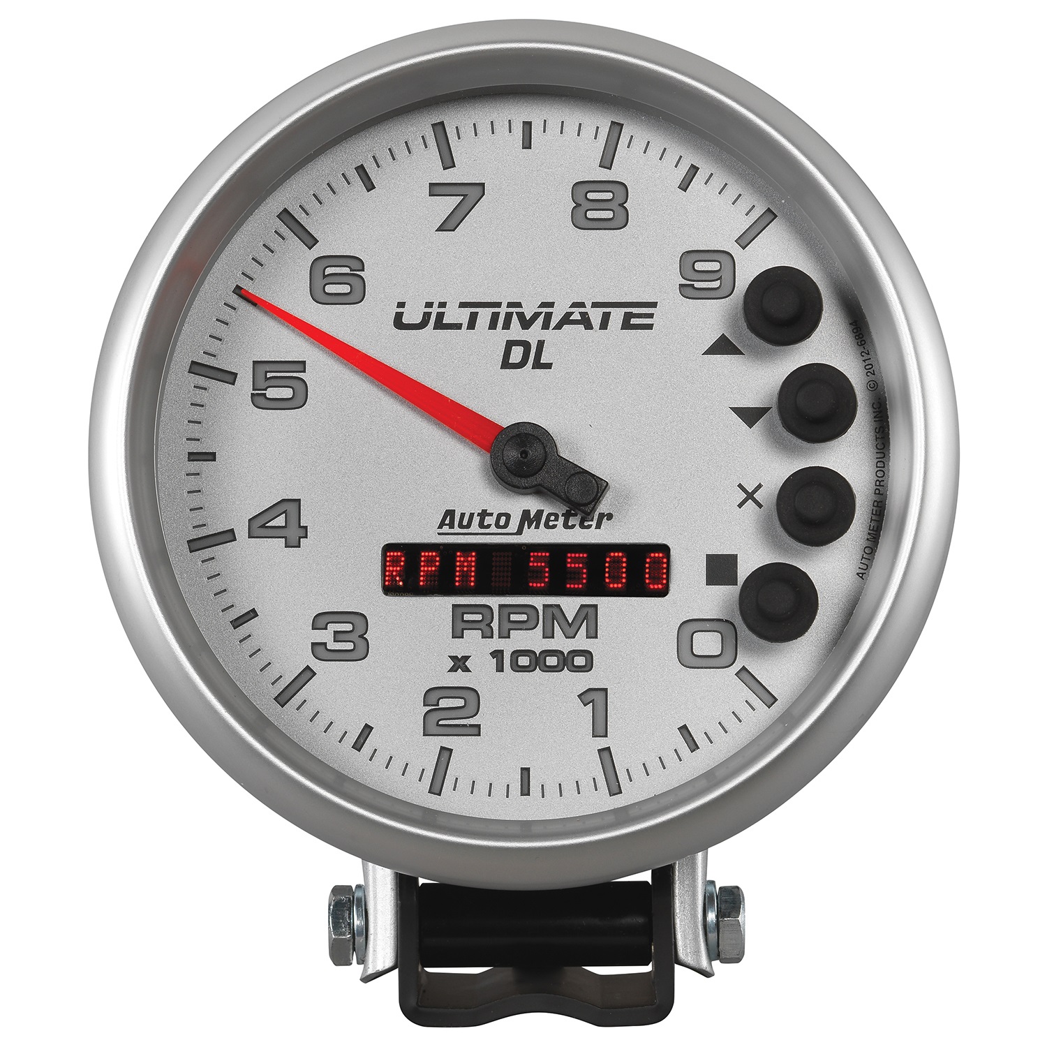 GAUGE; TACH; 5in.; 9K RPM; PEDESTAL; DATALOGGING; ULTIMATE DL PLAYBACK; SILVER - 6894