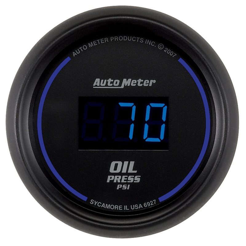 GAUGE, OIL PRESSURE, 2 1/16", 100PSI, DIGITAL, BLACK DIAL W/ BLUE LED - 6927