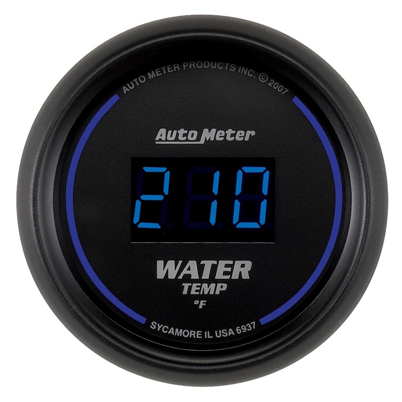 GAUGE; WATER TEMP; 2 1/16in.; 340deg.F; DIGITAL; BLACK DIAL W/BLUE LED - 6937