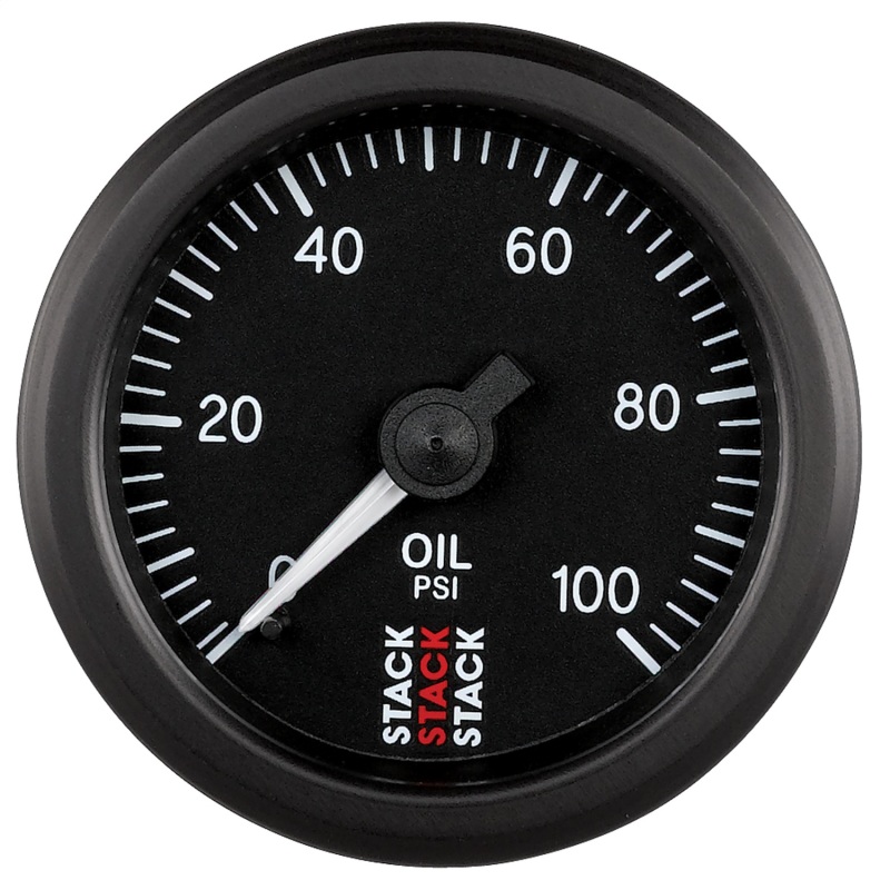 Autometer Stack 52mm 0-100 PSI 1/8in NPTF (M) Mechanical Oil Pressure Gauge - Black - ST3102
