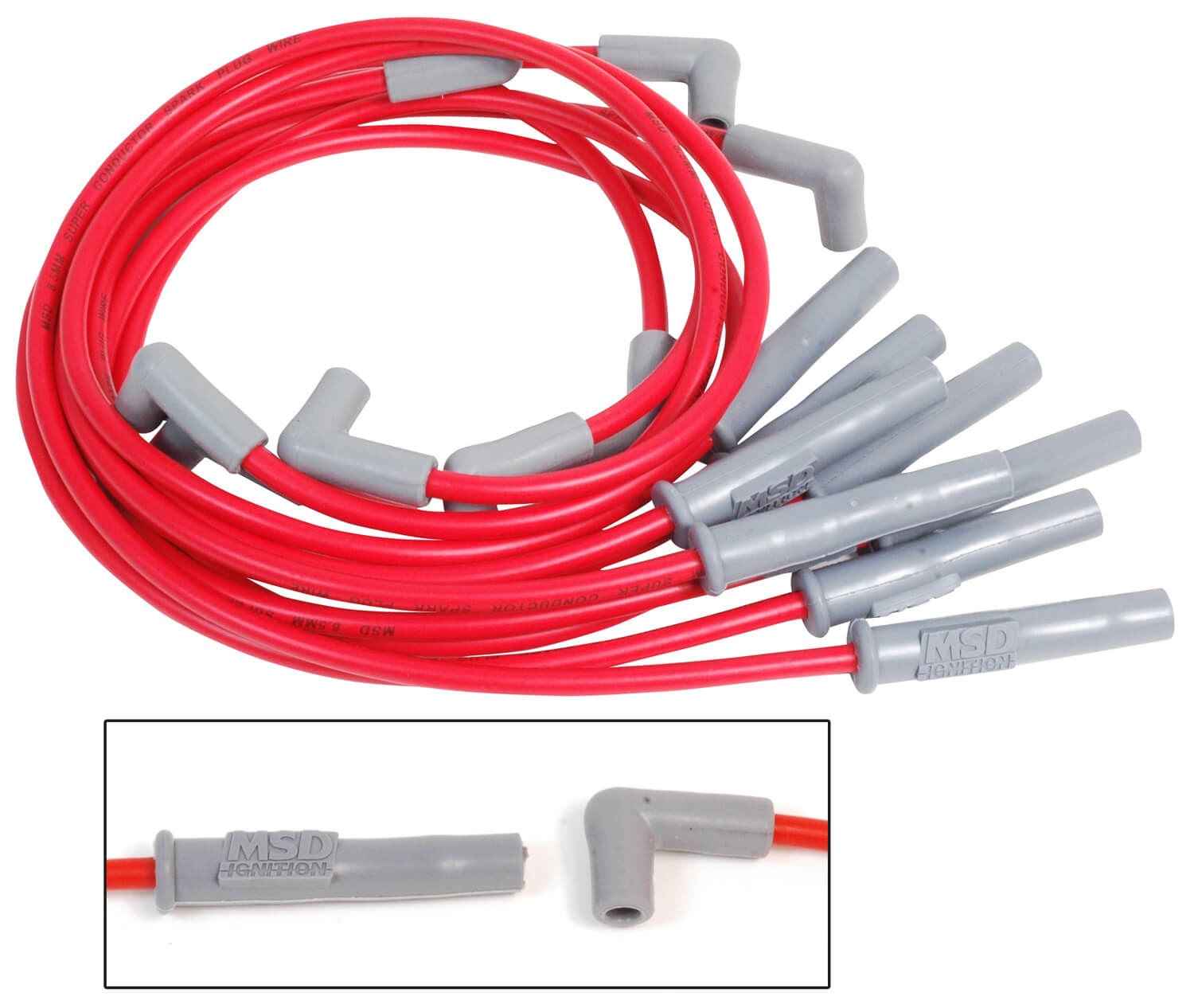 Custom Spark Plug Wire Set; 8.5mm; For Use On Ford Engines w/HEI Boots; Red; - 31339