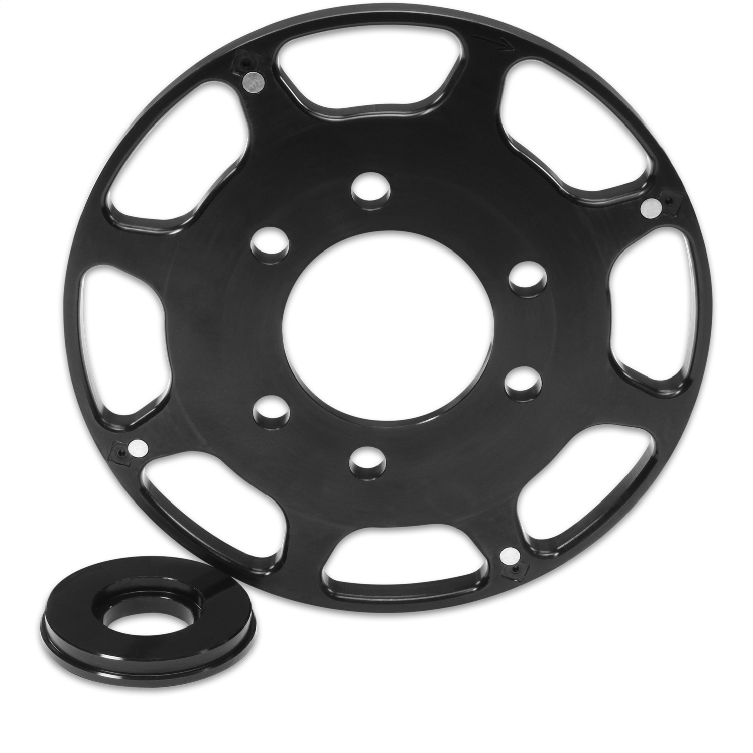 Crank Trigger Wheel; 7 in.; Fits Small Block Chevy; Flying Magnet; Black; - 86113