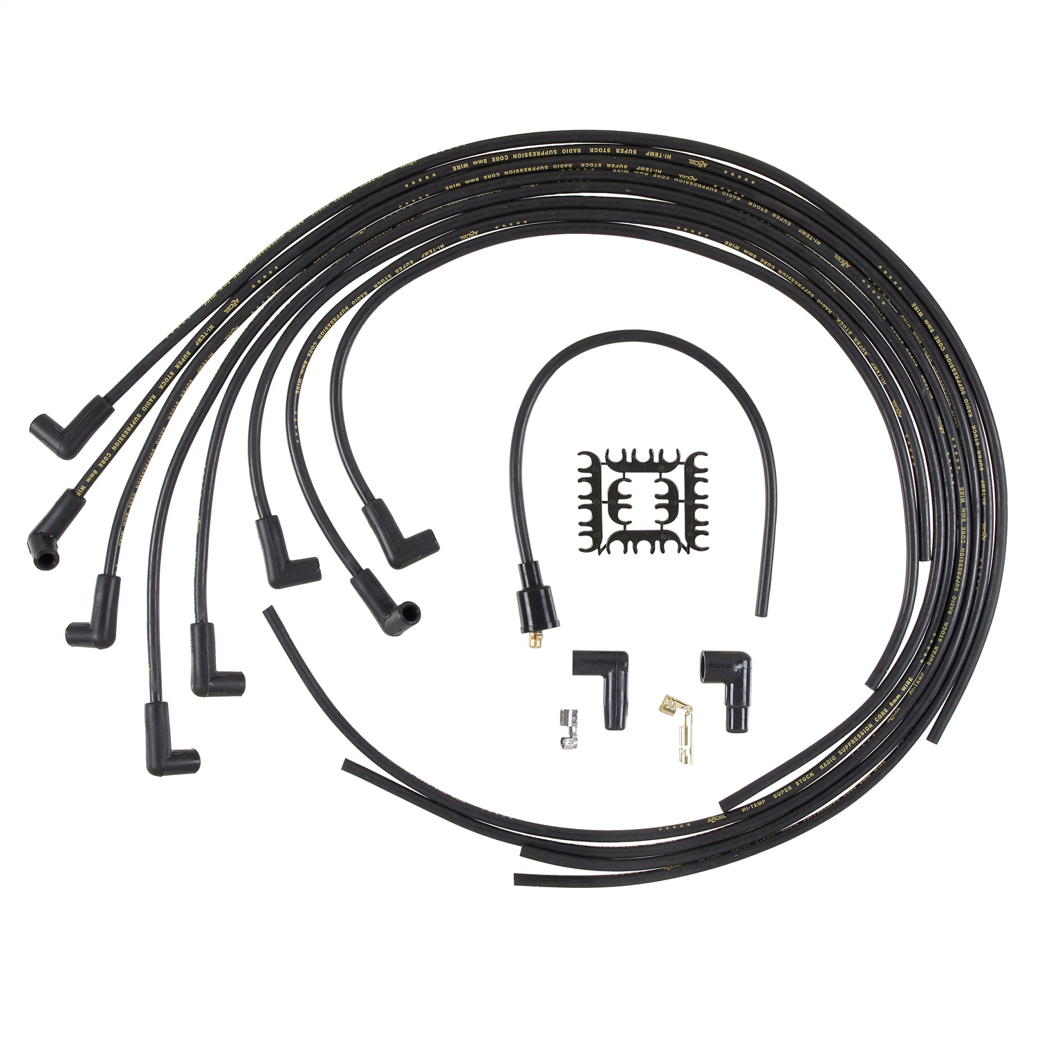 Universal Fit Spark Plug Wire Set; Black; 8mm; Graphite Core; 90 Deg. Boots; - 4041K