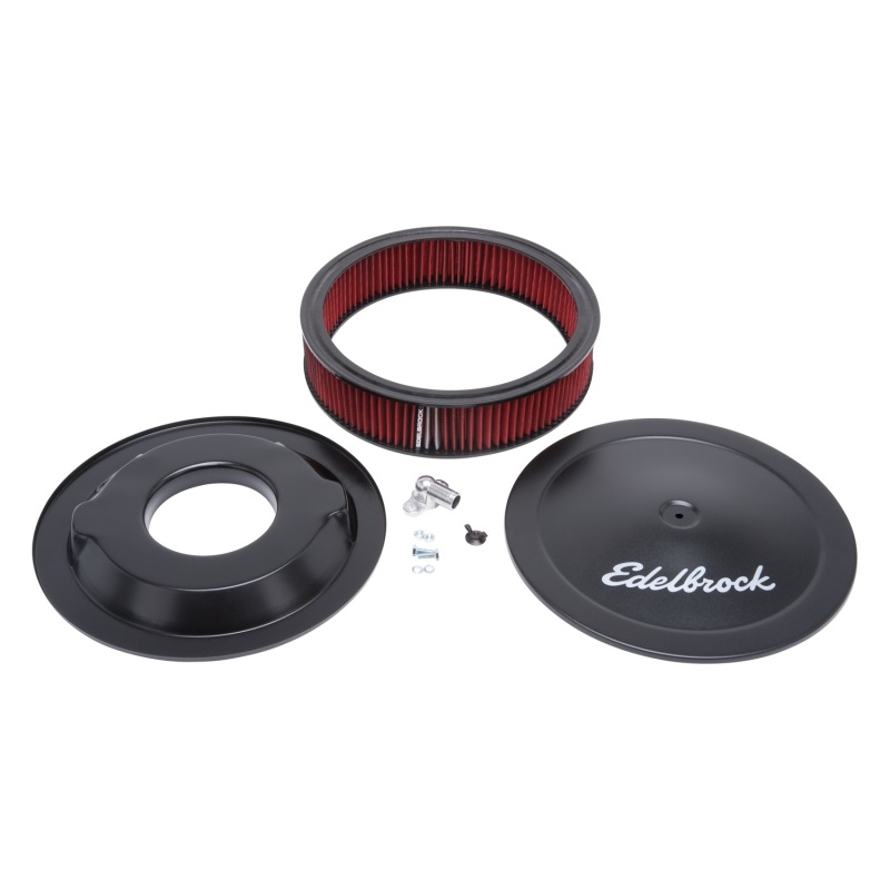 Edelbrock Air Cleaner Pro-Flo Series Round 14 In Diameter Cloth Element 3/8Indropped Base Black - 1225