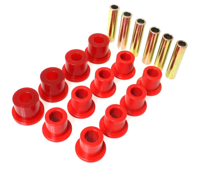 Leaf Spring Bushing Set; Red; Front; Performance Polyurethane; - 2.2107R