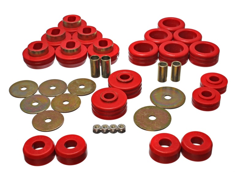 Body Cab Mount Set; Red; Performance Polyurethane; - 3.4118R