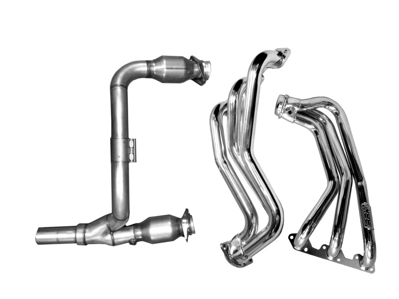 BBK 07-11 Jeep 3.8 V6 Long Tube Exhaust Headers And Y Pipe And Converters - 1-5/8 Silver Ceramic - 40500