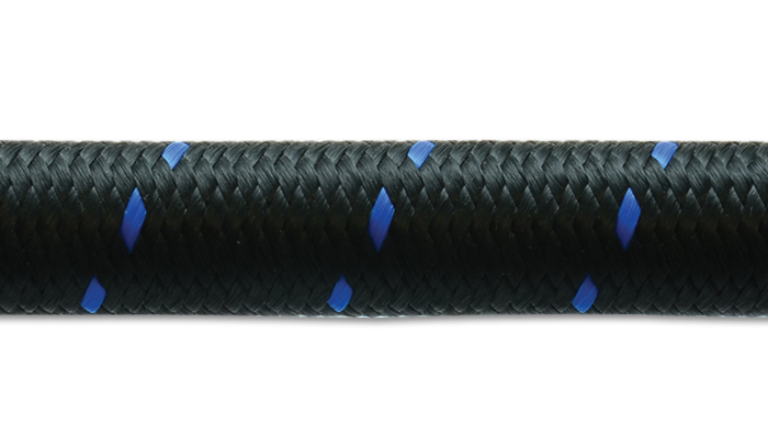 10ft Roll of Black Blue Nylon Braid Flex Hose; AN Size: -12; Hose ID: 0.68" - 11972B