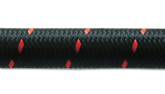 5ft Roll -10 Black Red Nylon Braided Flex Hose - 11990R