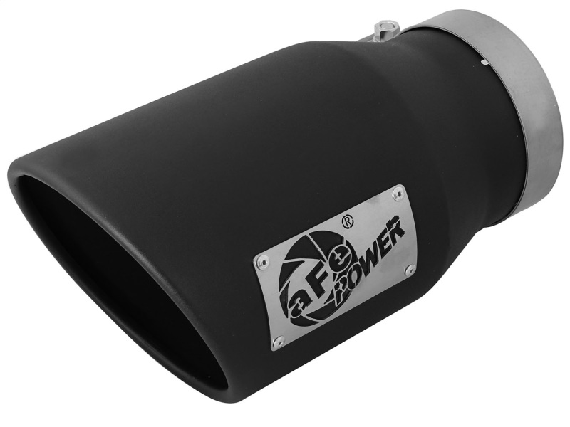 aFe MACHForce XP 5in 304 Stainless Steel Exhaust Tip 5 In x 7 Out x 12L in Bolt On Right - Black - 49T50702-B12