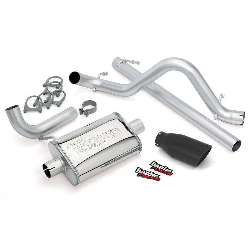 Banks Power 07-11 Jeep 3.8L Wrangler - 2dr Monster Exhaust System - SS Single Exhaust w/ Black Tip - 51321-B