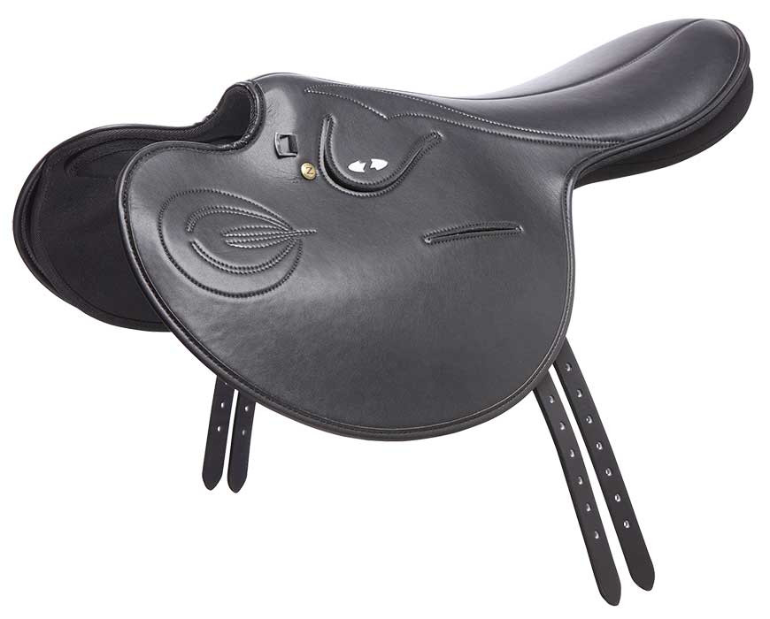 Zilco Full Tree Exercise Saddle with Closed Stirrup Bar -  black red blue