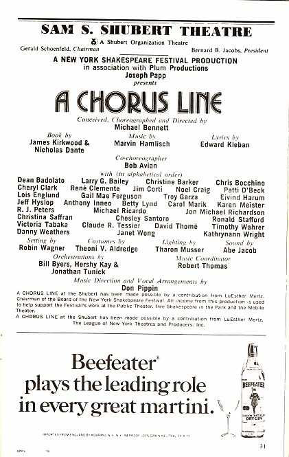 A Chorus Line Broadway Apr 1979