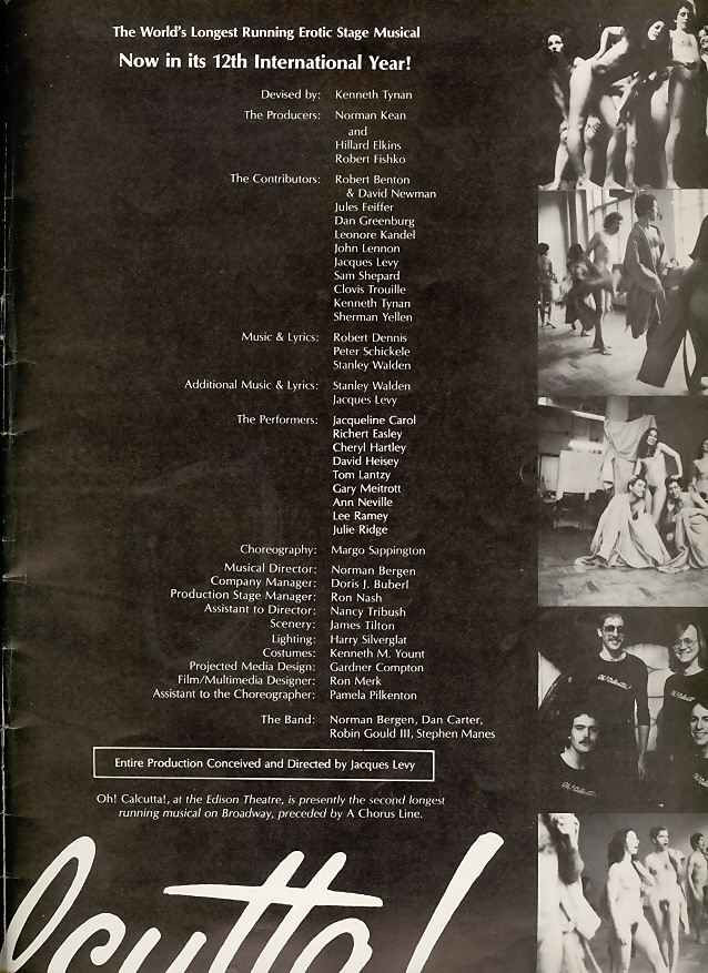 Oh Calcutta! - Broadway 1980 Souvenir Program Jacqueline Carol