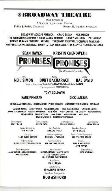 Promises, Promises (Sept 2010) -Sean Hayes, Kristin Chenoweth - Broadway Theatre