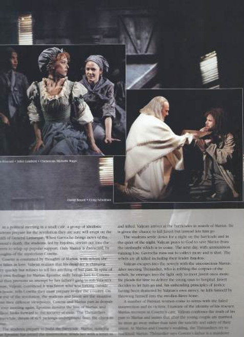 Les Miserables Imperial Theatre Broadway, Souvenir Brochure Published April 1998, Based on Victor Hugo’s 1862 novel of the same name, set in early nineteenth-century France, the plot follows the stories of the characters as they struggle for redemption and revolution. An ensemble that includes prostitutes, student revolutionaries, factory workers, and others joins the lead characters.