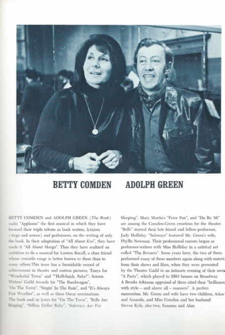Applause (Musical) Broadway 1970 - 1972, Lauren Bacall - Len Cariou - Robert Mandan - Bonnie Franklin, applause program, applause souvenir program, broadway musicals, applause broadway musical