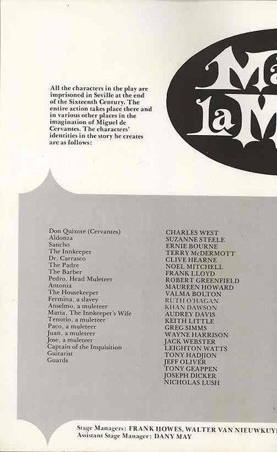 Man of La Mancha (Musical), Charles West, Suzanne Steele, Ernie Bourne, 1976 Australian Production Sydney Season