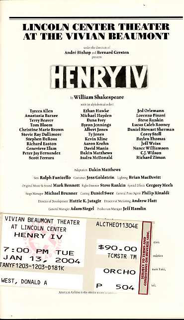 Henry IV (Play), Richard Easton, Ethan Hawke, Michael Hayden, Kevin Kline - 2004 Production at Lincoln Center Theatre Broadway