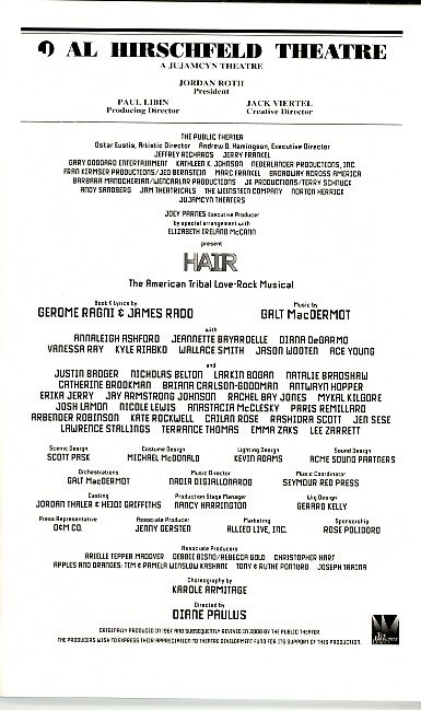 Hair (Mar 2010), Annaleigh Ashford, Jeannette Bayardelle, Diana DeGarmo, Al Hirschfeld Theatre