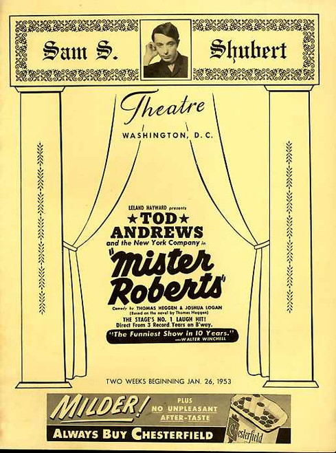 Mister Roberts (Play), Tod Andrews, Tony Del Gatto, Robert H Fuller, Wes Carpenter - Shubert Theatre Washington DC Jan 26 1953